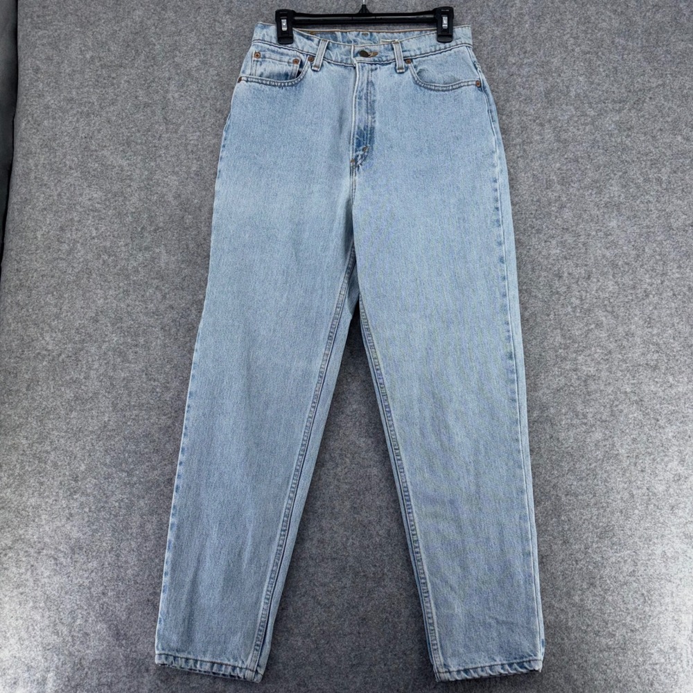 Vintage Levis 521 Tapered Fit Jeans Light Wash Made in USA Cotton Womens 12 SHT